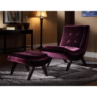 Tufted Occasional Chair and Ottoman, Purple Velvet