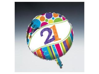 Pack of 10 Bright and Bold Metallic "21" Foil Party Balloons