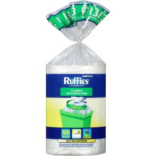 Ruffies Tall Kitchen Trash Bags, Clear, 13 gal, 100 count
