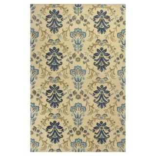 Kas Rugs Perfect Damask Ivory/Blue 2 ft. 6 in. x 4 ft. 6 in. Area Rug EME903226X46