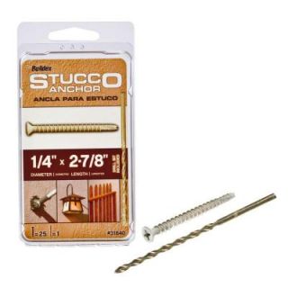 Buildex 1/4 in. x 2 7/8 in. Steel Flat Head Phillips Stucco Anchors with Drill Bit (25 Pack) 31840