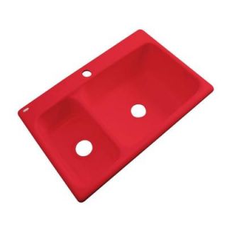 Thermocast Wyndham Drop In Acrylic 33 in. 1 Hole Double Bowl Kitchen Sink in Red 42164