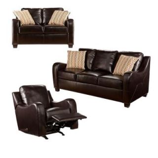 Southern Enterprises Montini Sofa, Loveseat and Recliner Set in Chocolate (3 Piece) HD035482