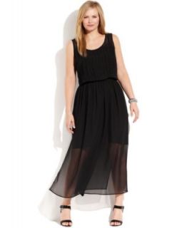 Calvin Klein Plus Size Sleeveless Pintucked Maxi Dress