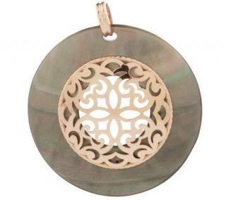 As Is Black Mother of Pearl & Cutout Design Pendant, 14K —