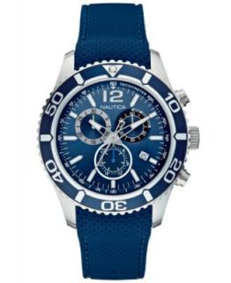 Nautica Mens Chronograph Navy Silicone Strap Watch 43mm N15103G
