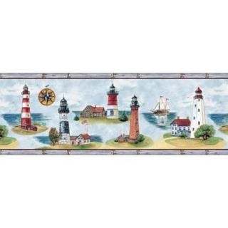 Brewster FFR65451B Wallpaper Lighthouses of America Home Decor Borders ;Blue Lighthouses