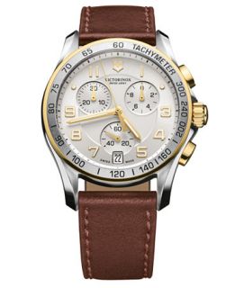 Victorinox Swiss Army Watch, Mens Chronograph Classic Brown Leather