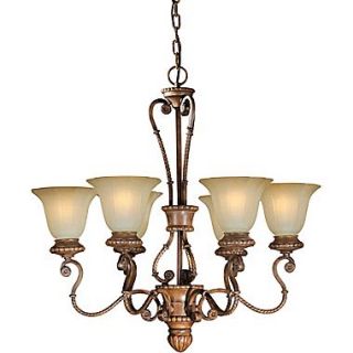 Forte Lighting 6 Light Chandelier with Umber Glass Shades