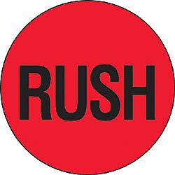 Preprinted Shipping Labels  Rush  2 Circle RedBlack Roll Of 500