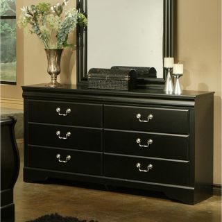 Sandberg Furniture Regency Black Finish Dresser and Mirror Set