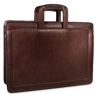 Jack Georges Belting Double Gusset Leather Briefcase; Brown