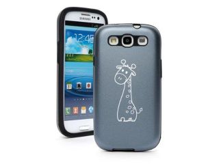 Silver Gray Samsung Galaxy S III S3 Aluminum & Silicone Hard Case SK10 Cute Giraffe Cartoon