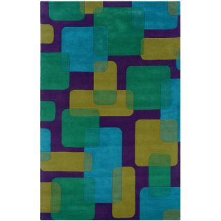 LNR Home Vibrance Purple Geometric Wool Area Rug (5 x 79)