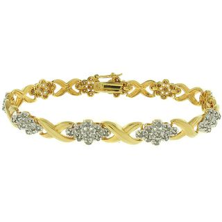 Finesque 18k Gold Overlay 1ct TDW Diamond Flower Bracelet (I J, I2 I3)