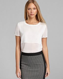 DKNY Short Sleeve Blouse with Cropped Overlay