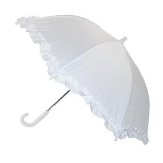 iRain Kids Hook Handle Ruffled Umbrella, White