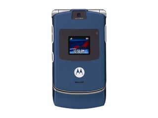 Motorola RAZR V3 5MB internal memory Blue Unlocked Cell Phone Carrier Badge 2.2"
