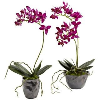 Nearly Natural Mini Phalaenopsis with Metallic Vase (Set of 2) 4993 S2