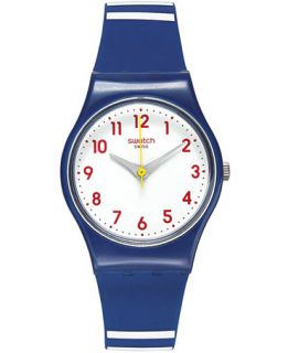Swatch Womens Swiss Matelot Blue Silicone Strap Watch 25mm LN149