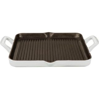 La Cuisine 1 qt. Cast Iron Rectangular Grill Pan with White Enamel Finish LC 7180