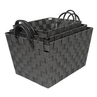 Black Woven Storage Baskets with Handles (Set of 3)  