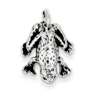 Sterling Silver Antiqued Frog Charm (0.8in long x 0.6in wide)
