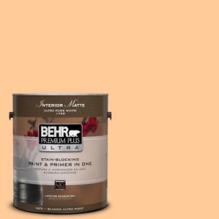 BEHR Premium Plus Ultra 1 gal. #280B 4 Apricot Light Flat/Matte Interior Paint 175401