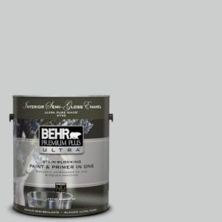 BEHR Premium Plus Ultra 1 gal. #N460 2 Planetary Silver Semi Gloss Enamel Interior Paint 375001