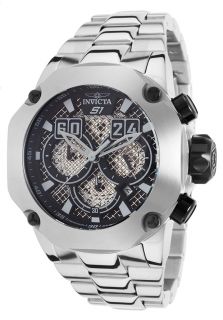 Men's S1 Rally Chronograph SS Black and Silver Tone Dial Black Crown
