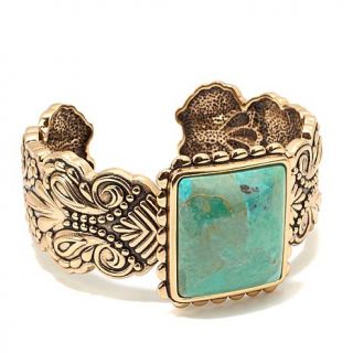 Studio Barse Textured Bronze Turquoise Cuff Bracelet   7690859