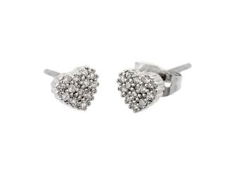Sterling Silver .925 Stud Heart Cubic Zirconia CZ Earrings Ladies Jewelry 567 ste00884clr