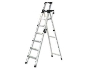 Eight Foot Lightweight Aluminum Folding Step Ladder w/Leg Lock & Handl