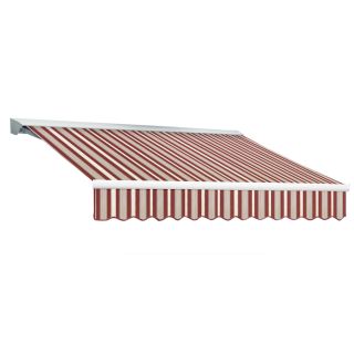 Awntech 192 in Wide x 120 in Projection Burgundy/Gray/White Stripe Slope Patio Retractable Remote Control Awning