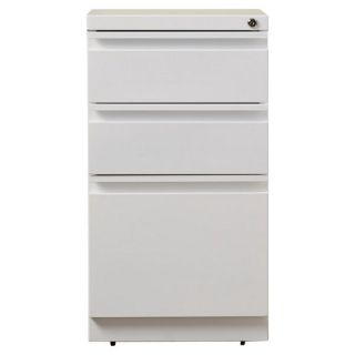 Hirsh Industries 3 Drawer Mobile File Cabinet in White   19353