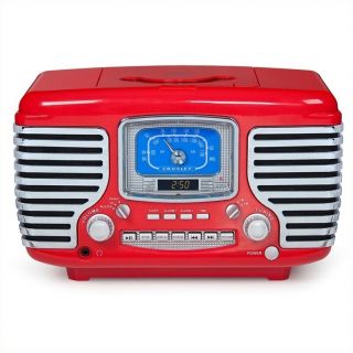 Crosley Radio Corsair Alarm Clock Radio with CD Player in Red   CR612 RE