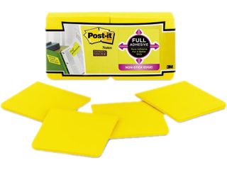 Full Adhesive Notes, 3 X 3, Electric Yellow, 12/Pack