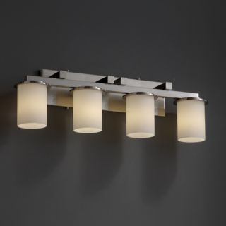 Justice Design Group 4 light Flat Rim Opal Brushed Nickel Bath Bar