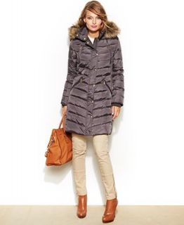 MICHAEL Michael Kors Hooded Faux Fur Trim Puffer Coat   Coats   Women