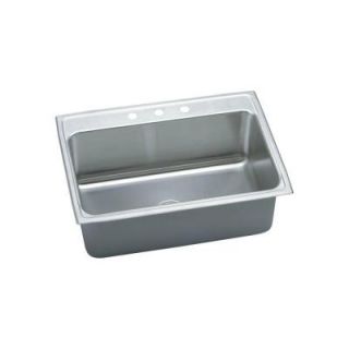 Elkay Gourmet Top Mount Stainless Steel 31 in. 3 Hole Single Bowl Kitchen Sink in Lustrous Satin DLR3122103