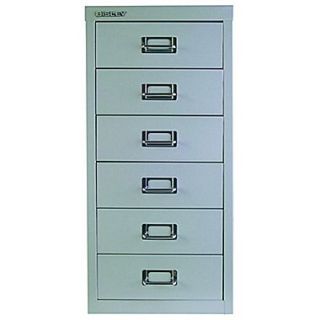 Bisley 6 Drawer Steel Vertical File Cabinet, Silver, Letter/A4 (MD6 SL)