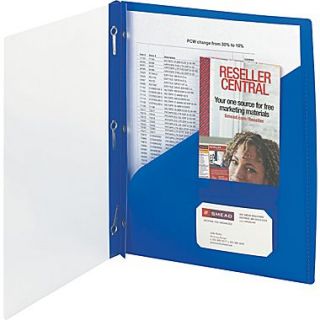 Clear Front Poly Report Cover With Tang Fasteners, 8 1/2 x 11, Blue, 5/Pack