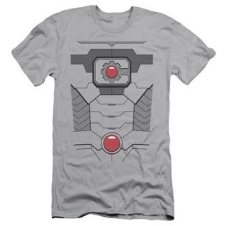 Justice League Cyborg Costume Mens Slim Fit Shirt Silver MD