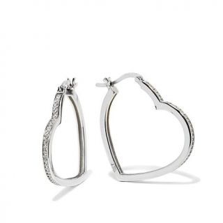 .43ct Absolute™ Sterling Silver Heart Hoop Earrings   7770799
