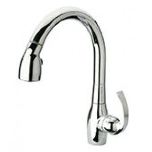 Whitehaus WHUS591M C Metrohaus single hole faucet with gooseneck swivel spout and curved lever handle   Polished Chrome