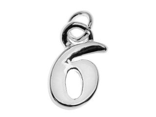 Silver Plated Lightweight Charm, Small Number 6 11x6x1.5mm, 1 Piece, Silver