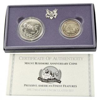 1991 Mount Rushmore 2 piece Uncirculated Coin Set   7634608