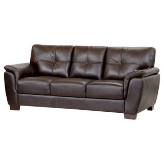 Abbyson Living Belize Two Tone Leather Sofa   Brown
