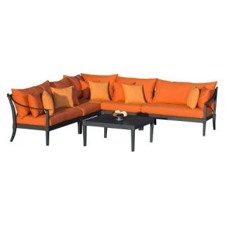 Astoria 6 Piece Metal Patio Sectional Seating Furniture Set   Orange