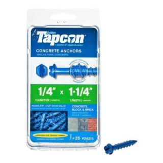 Tapcon 1/4 in. x 1 1/4 in. Climaseal Polymer Coated Steel Hex Washer Head Concrete Anchors (25 Pack) 24215